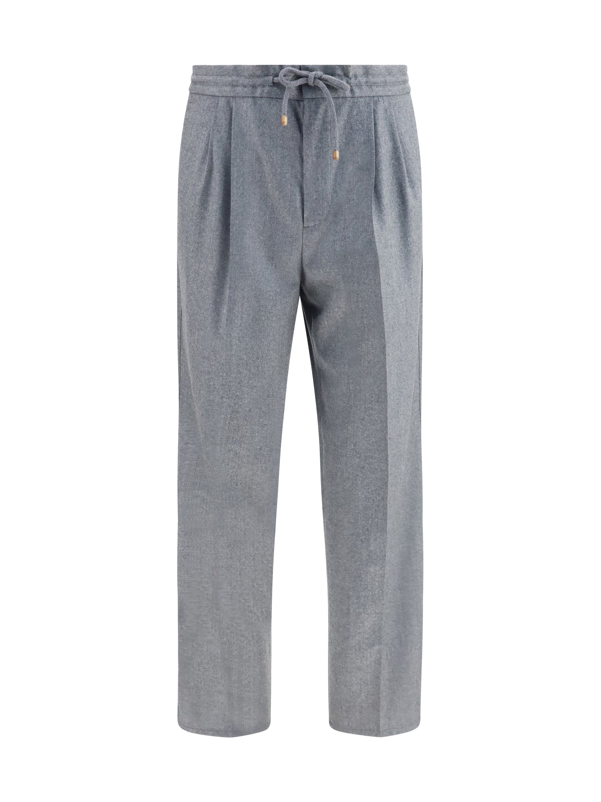 Virgin Wool Fleece Trousers — Gray
