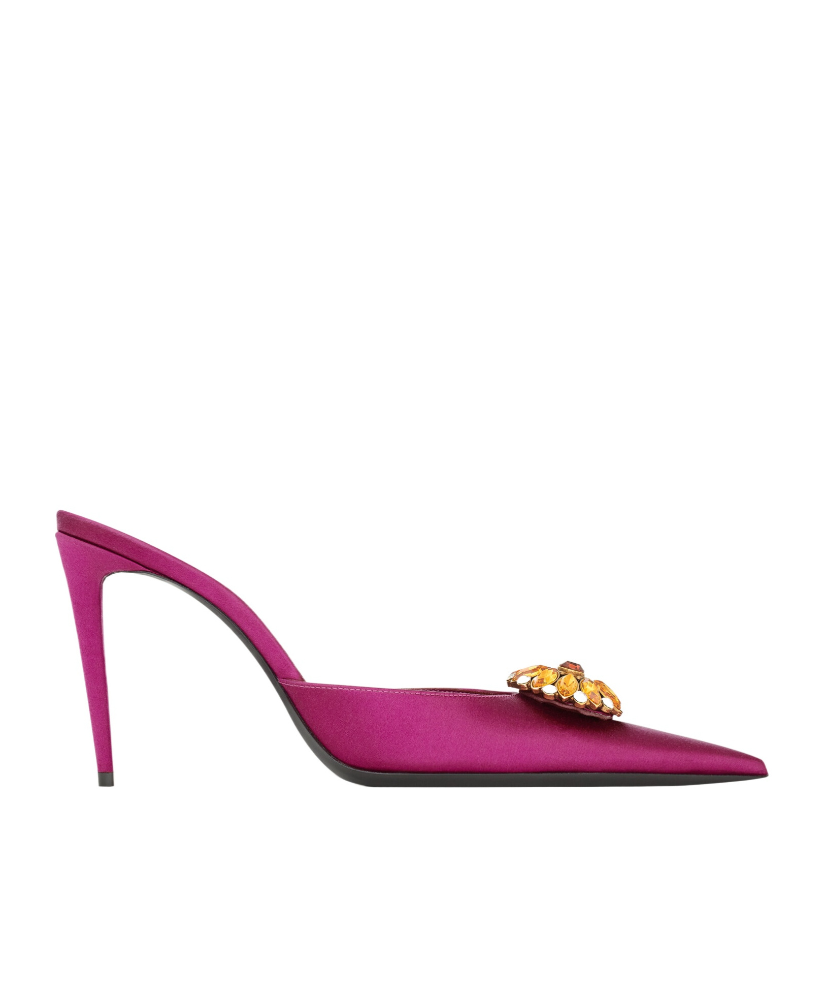 COSMO mules in satin crepe and crystals
