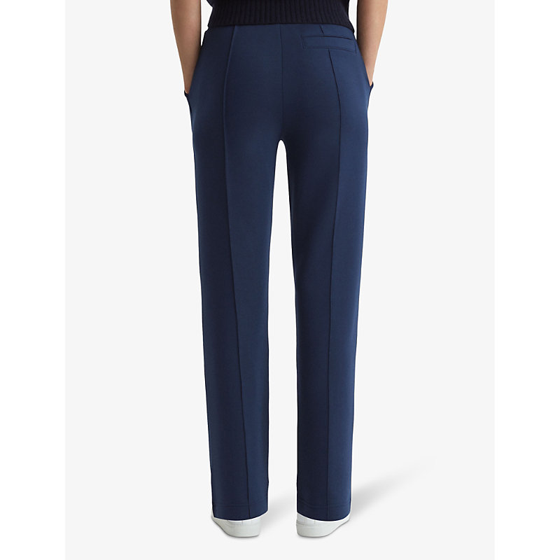 Womens Navy Jemma Drawstring-waistband Stretch-woven Jogging Bottoms
