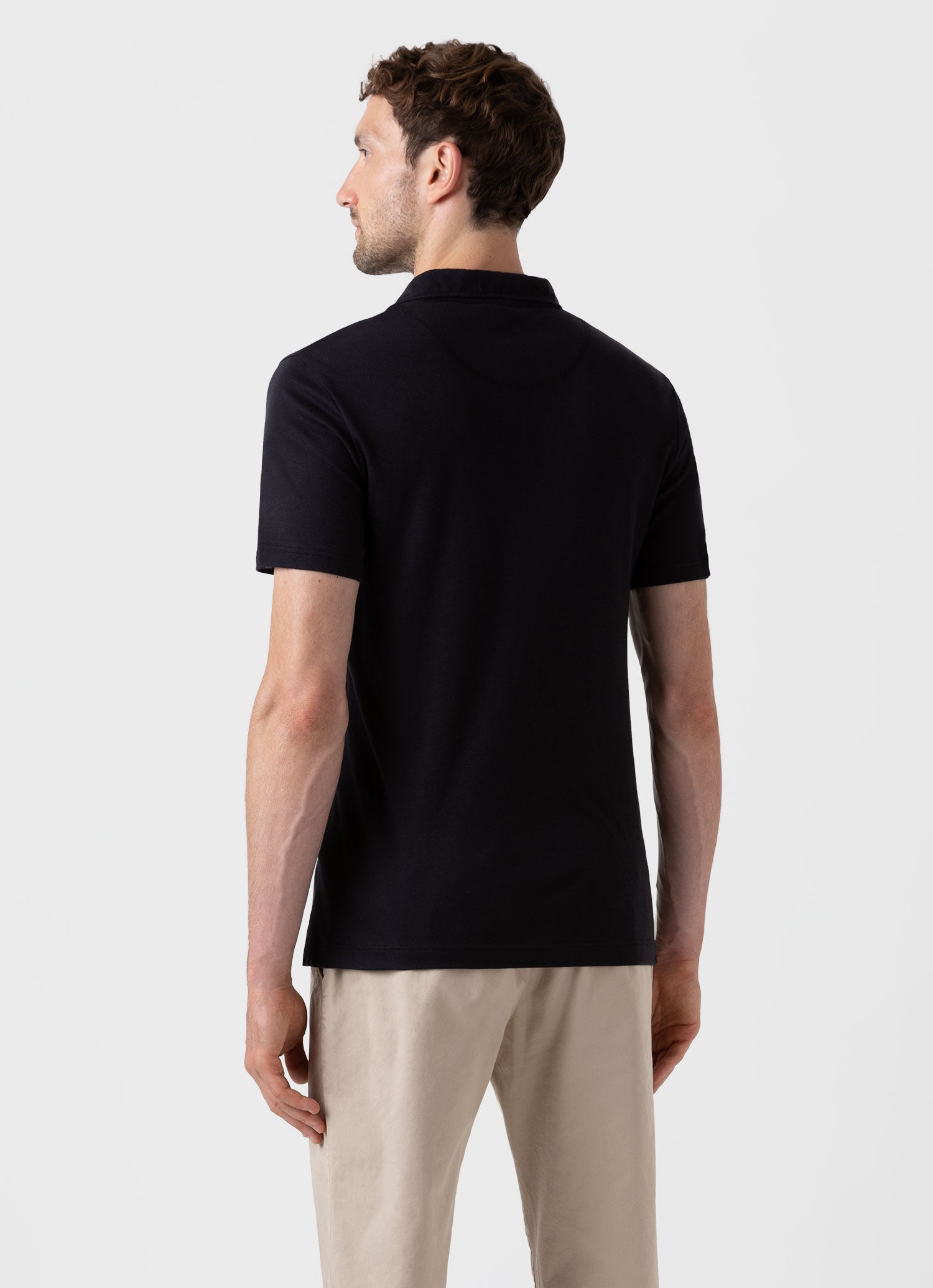 Men's Sea Island Cotton Riviera Polo Shirt in Black 100% Sea Island Cotton The Rarest Cotton in the World Regular Fit Extramely Soft and Breathable