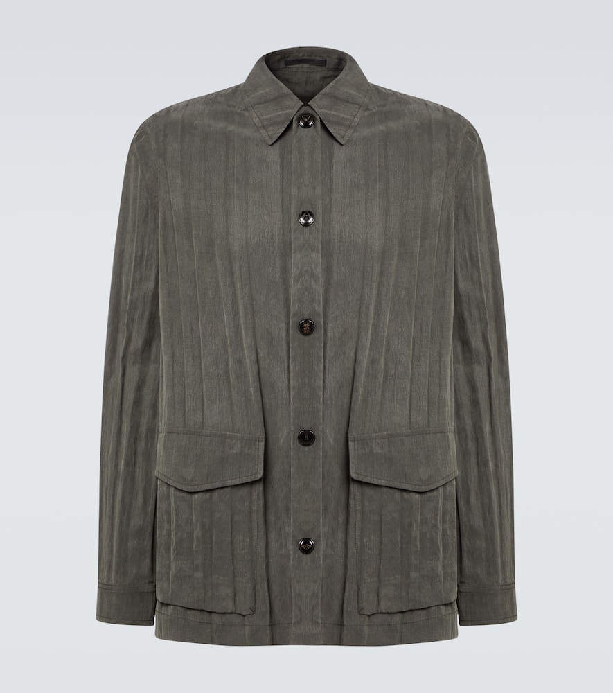 Pleated canvas overshirt
