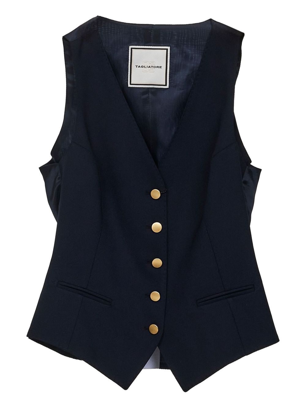 Gold-button sleeveless waistcoat - Black