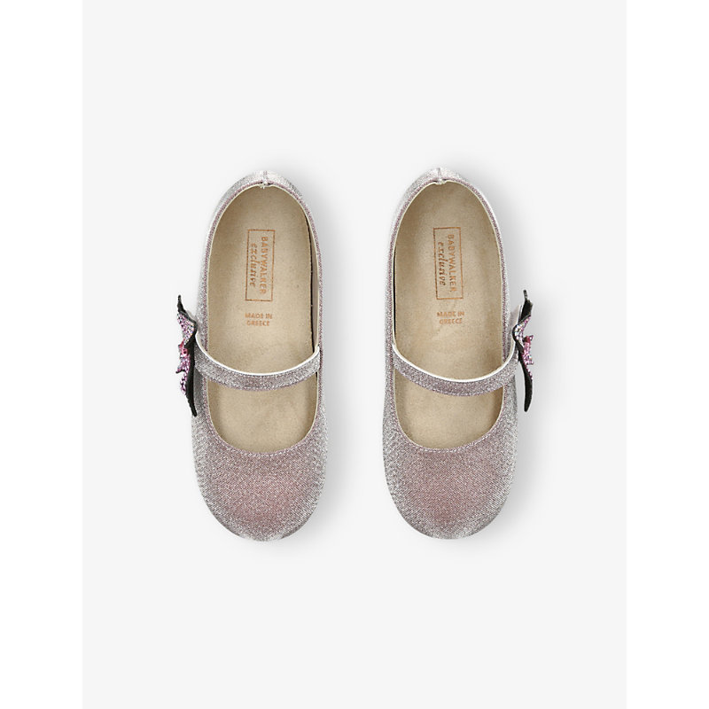 Baby Crystal-Butterfly Embellished Velvet Ballerina Pumps