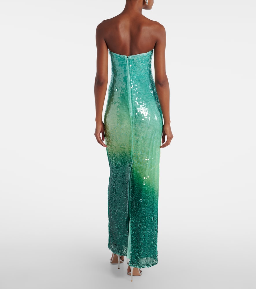 Translucent sequined semi-sheer gown