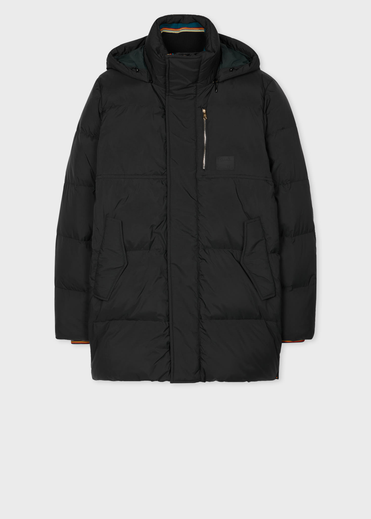 Black Water Repellent Mid-Length Down Coat
