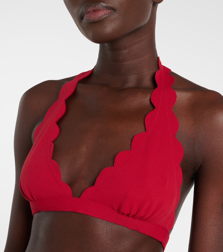 Spring scalloped halterneck bikini top