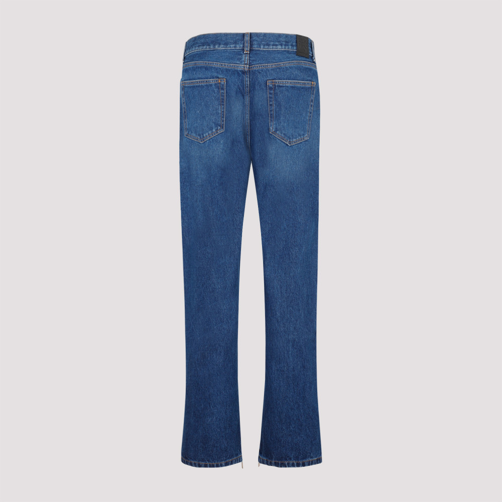 Blue Straight Leg Cotton Jeans