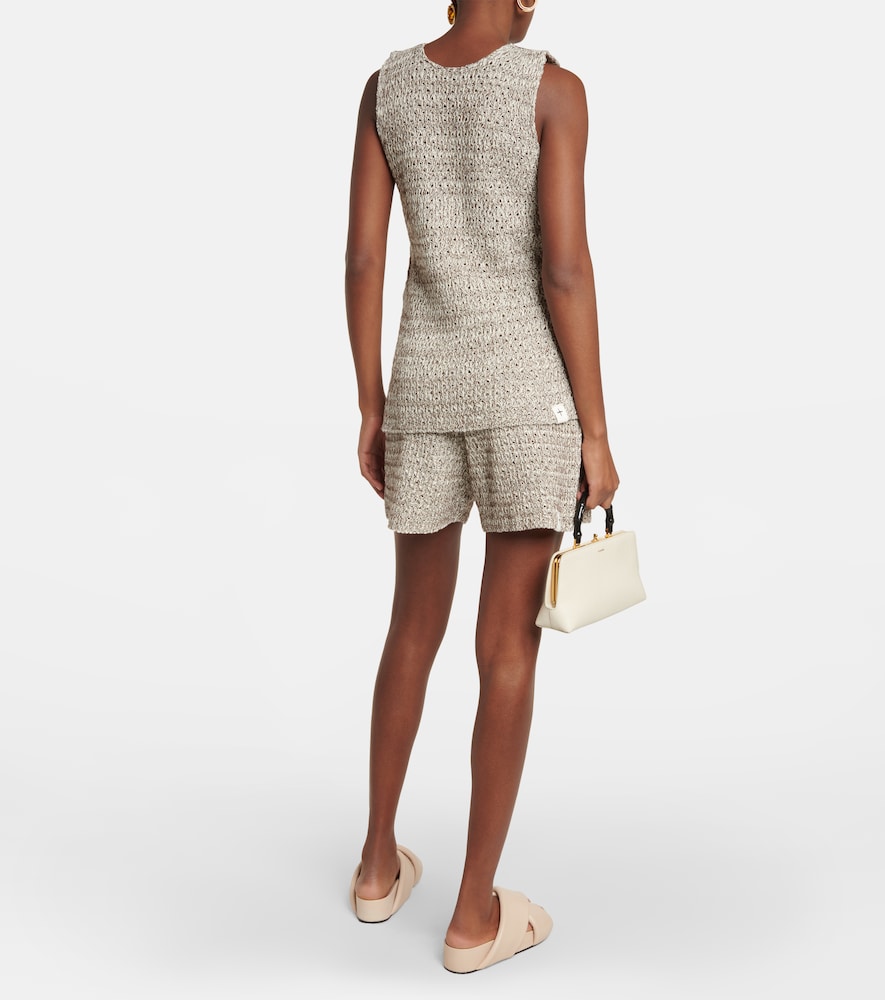 Knitted cotton-blend top