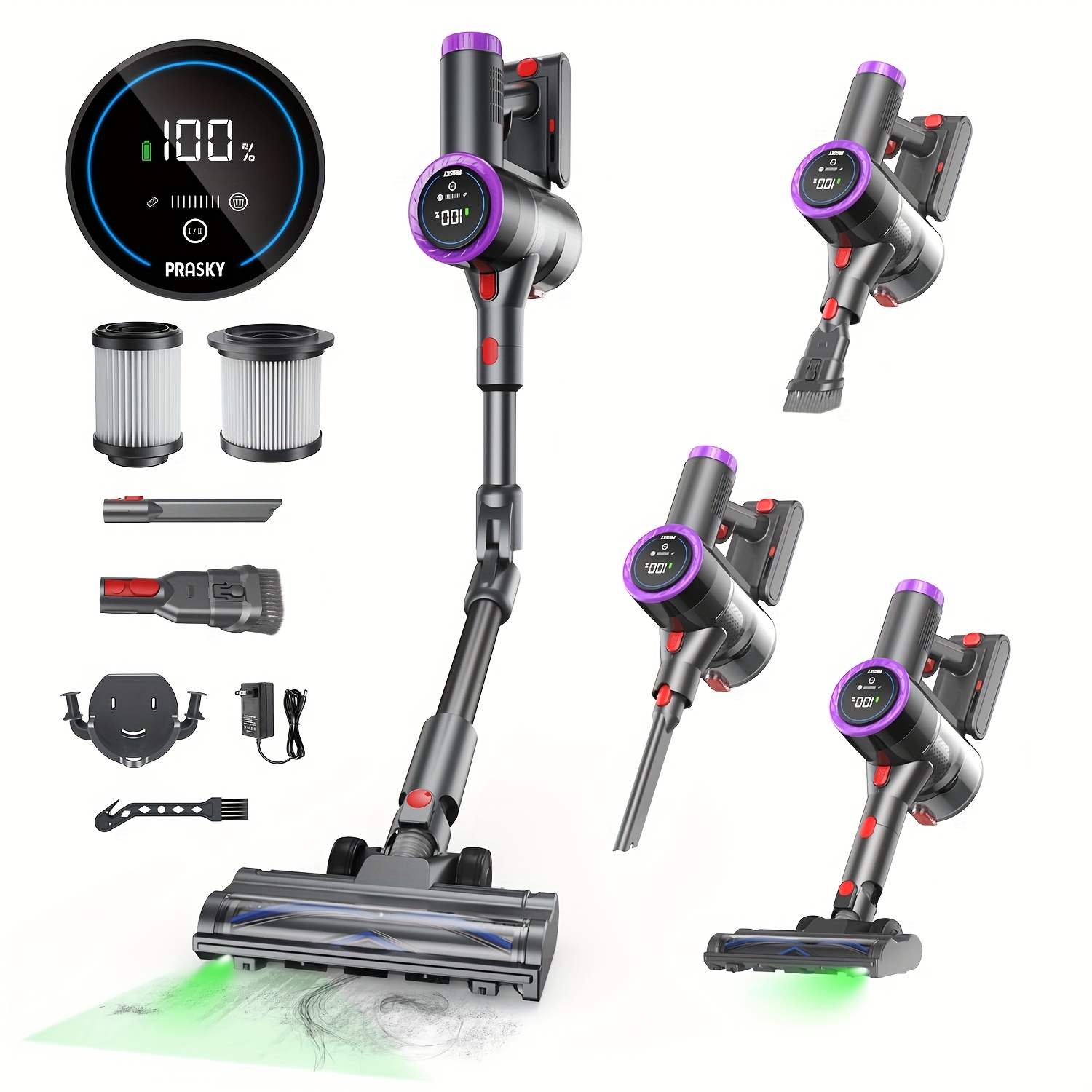 TEMU Cordless Handheld Vacuum With 46kpa Powerful Suction, 50 Min & 180° Foldable Tube, Self-standing Stick Vacuum, Hepa Filter, 50. Large Dust