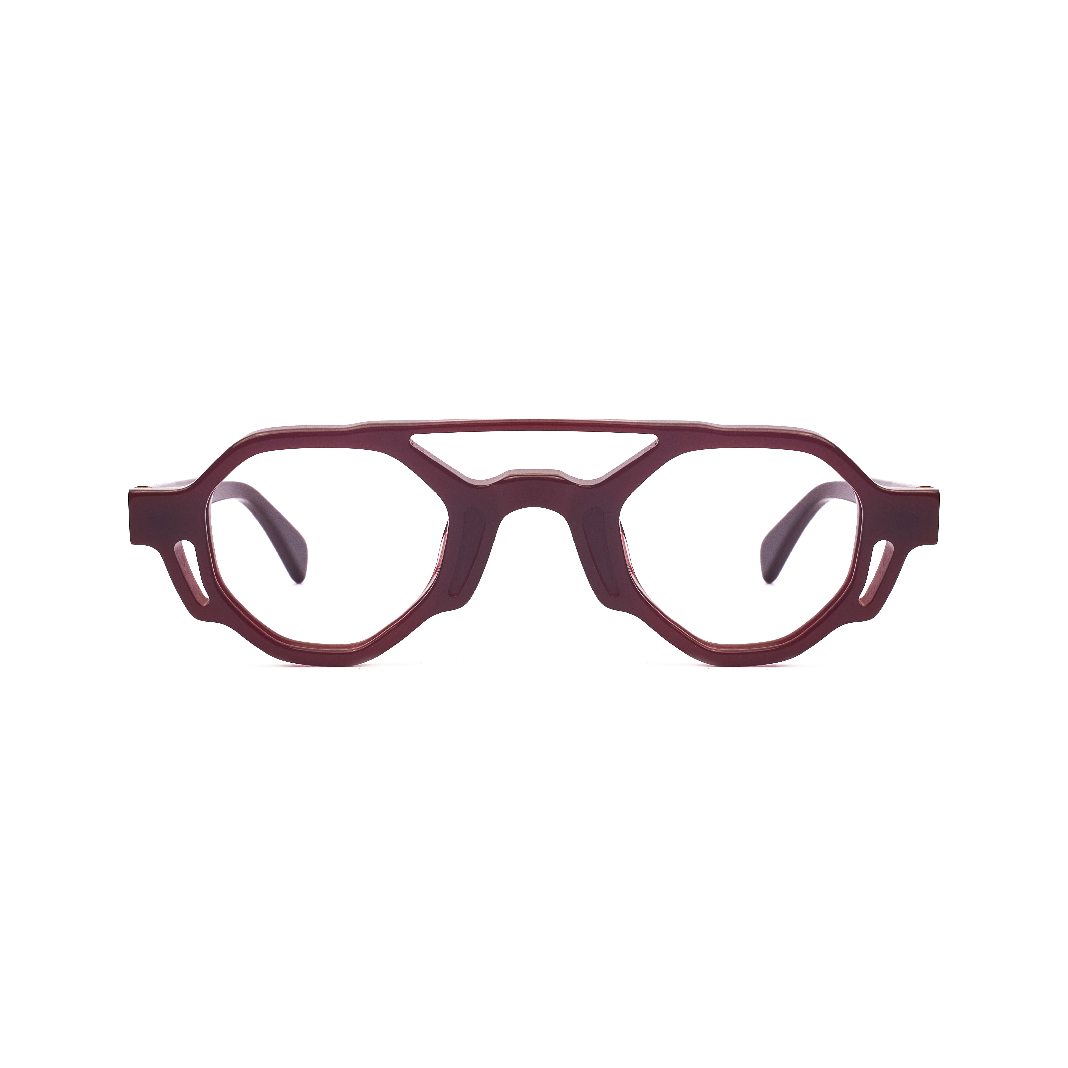 XLAB Unisex Paxi fotocromatico Montature da vista Acetato Bordeaux Geometrica Demo