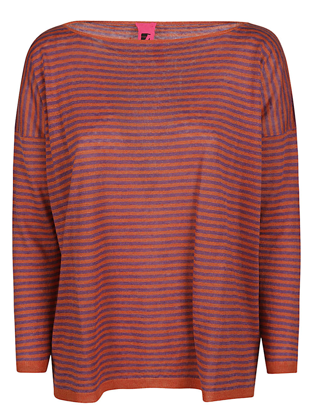 Striped Linen Sweater — Orange