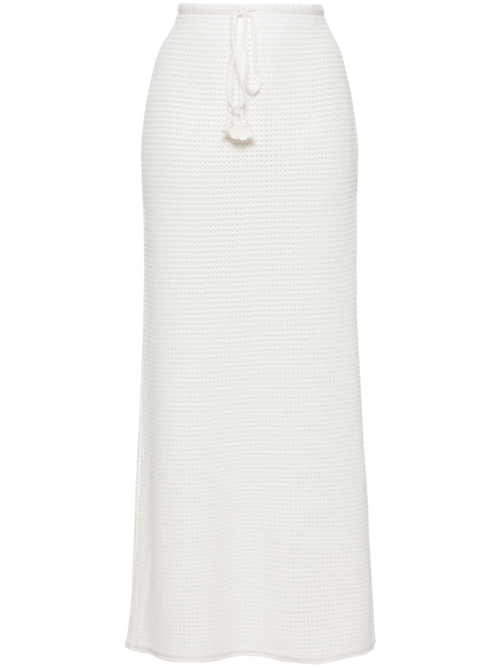 Sequinned pointelle-knit maxi skirt - White