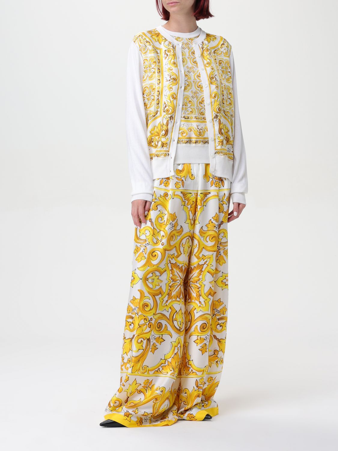 Majolica silk cardigan - White