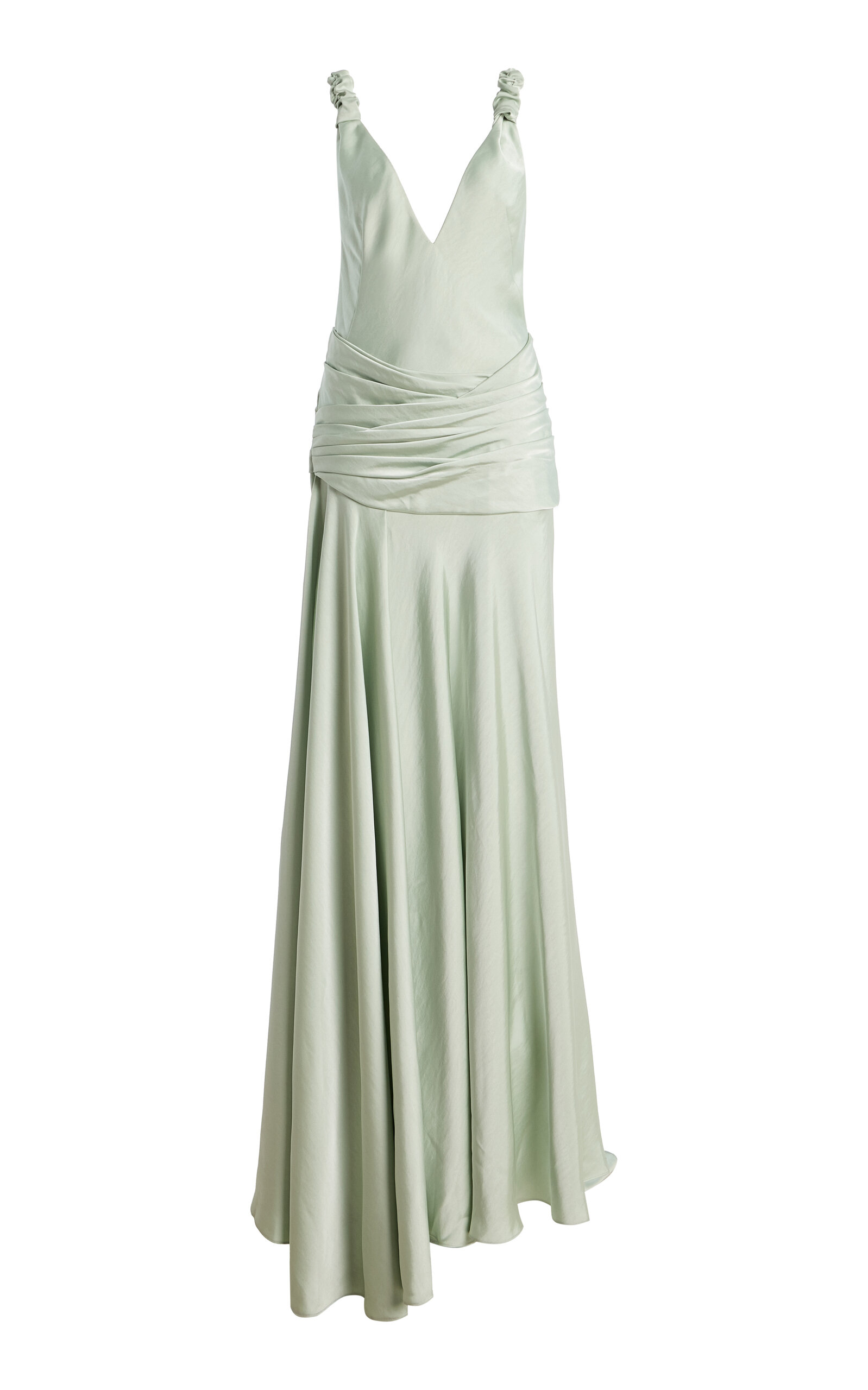 Madalena Ruffled Satin Maxi Dress - Moda Operandi