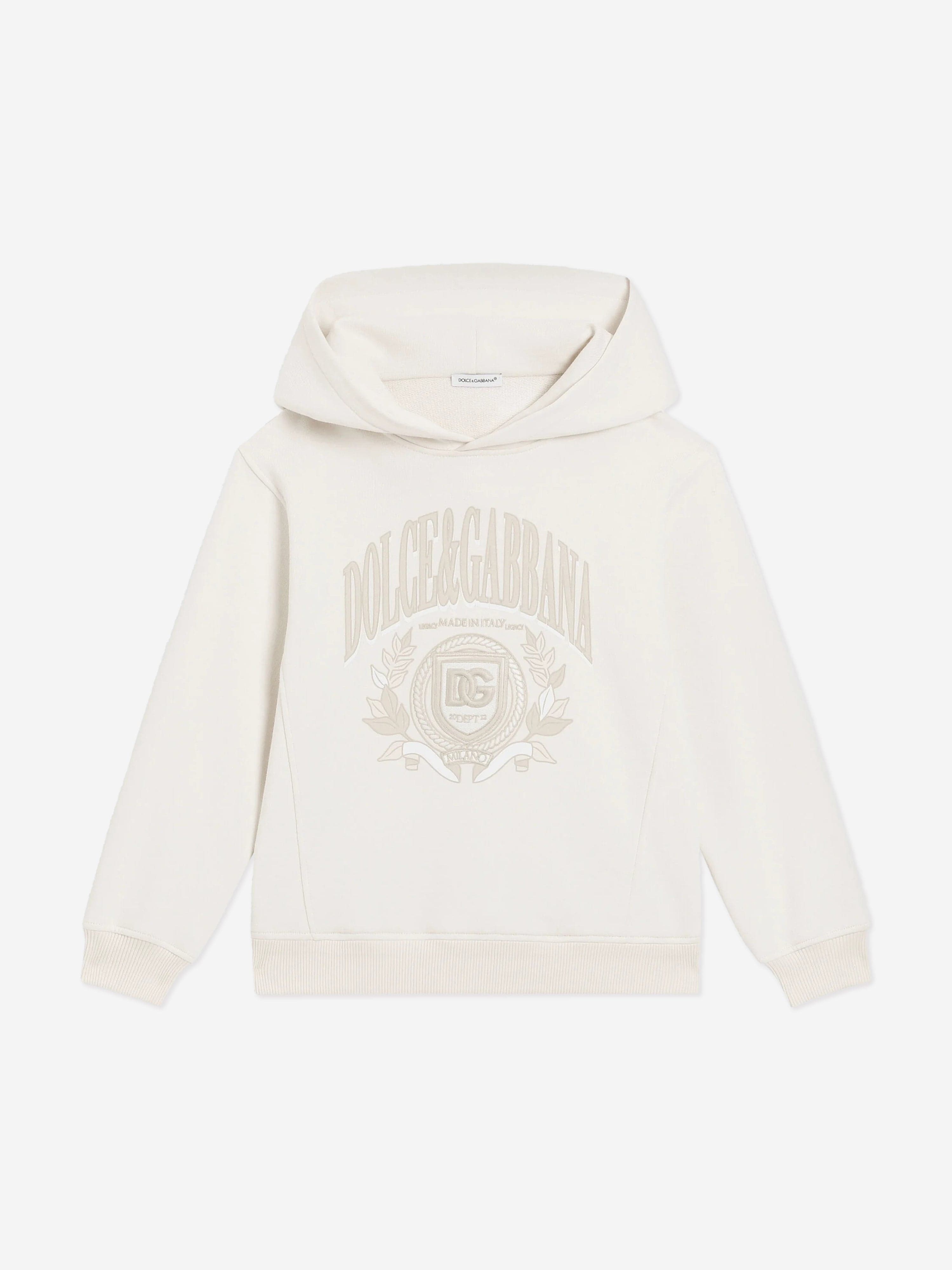 Dolce & Gabbana Kids Logo Hoodie in Ivory 10 Yrs