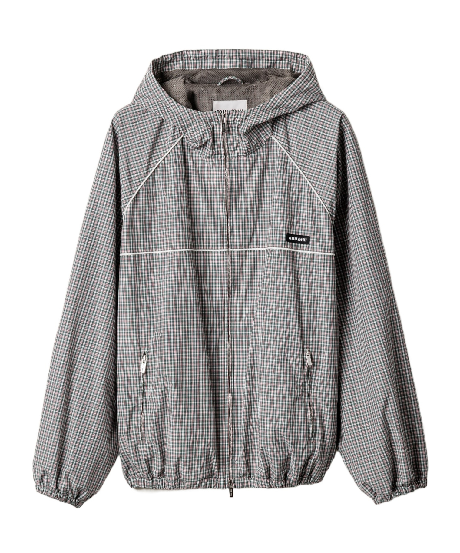 Checked technical fabric bomber jacket