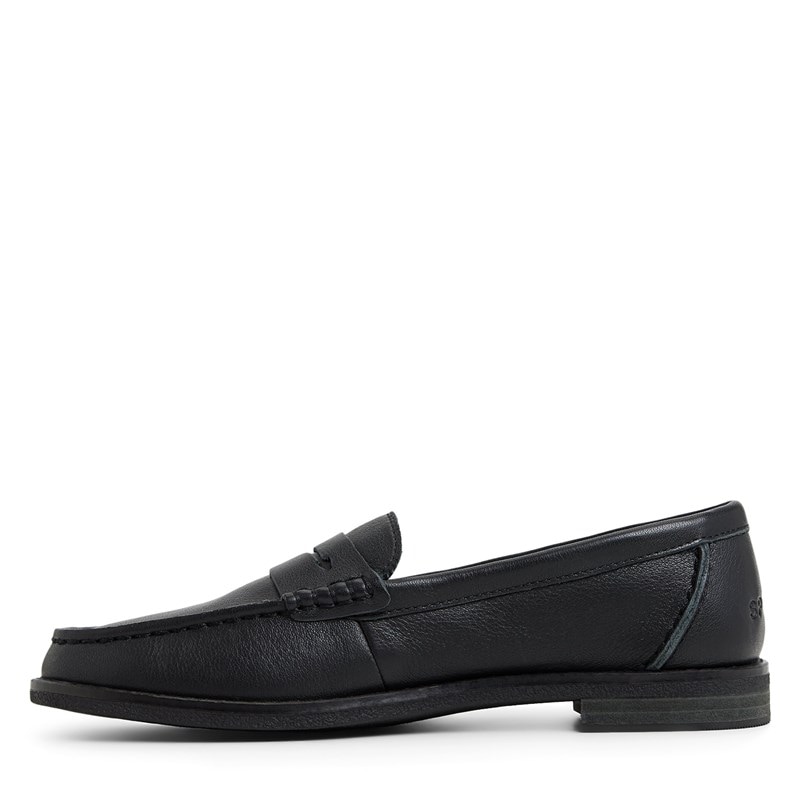 Women's Seaport Leather Penny Loafers (BLACK/BLACK)