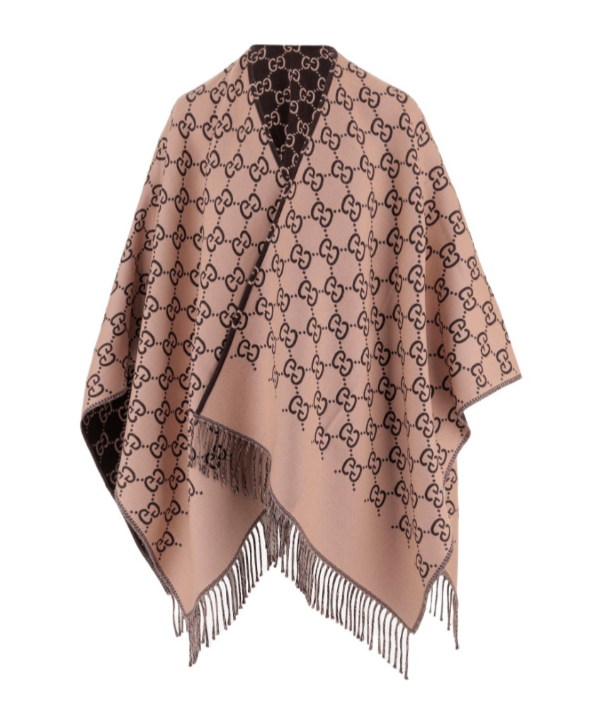 GG Monogram Fringed Reversible Cape