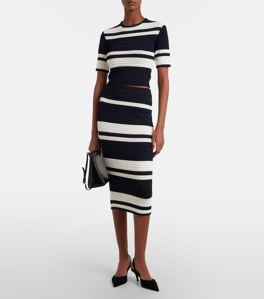 Striped knitted pencil skirt