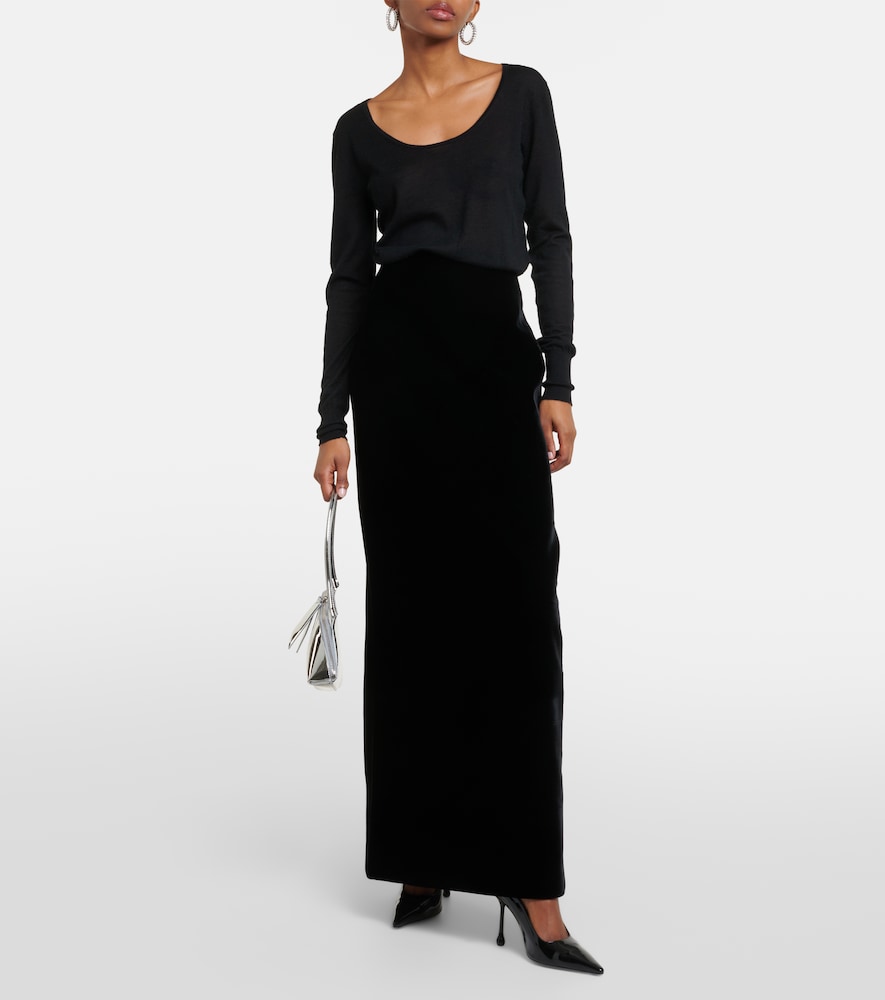Velvet maxi skirt