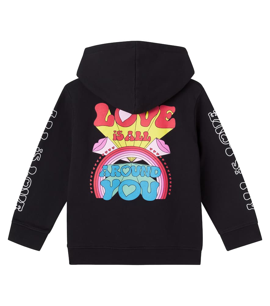 Printed cotton jersey hoodie