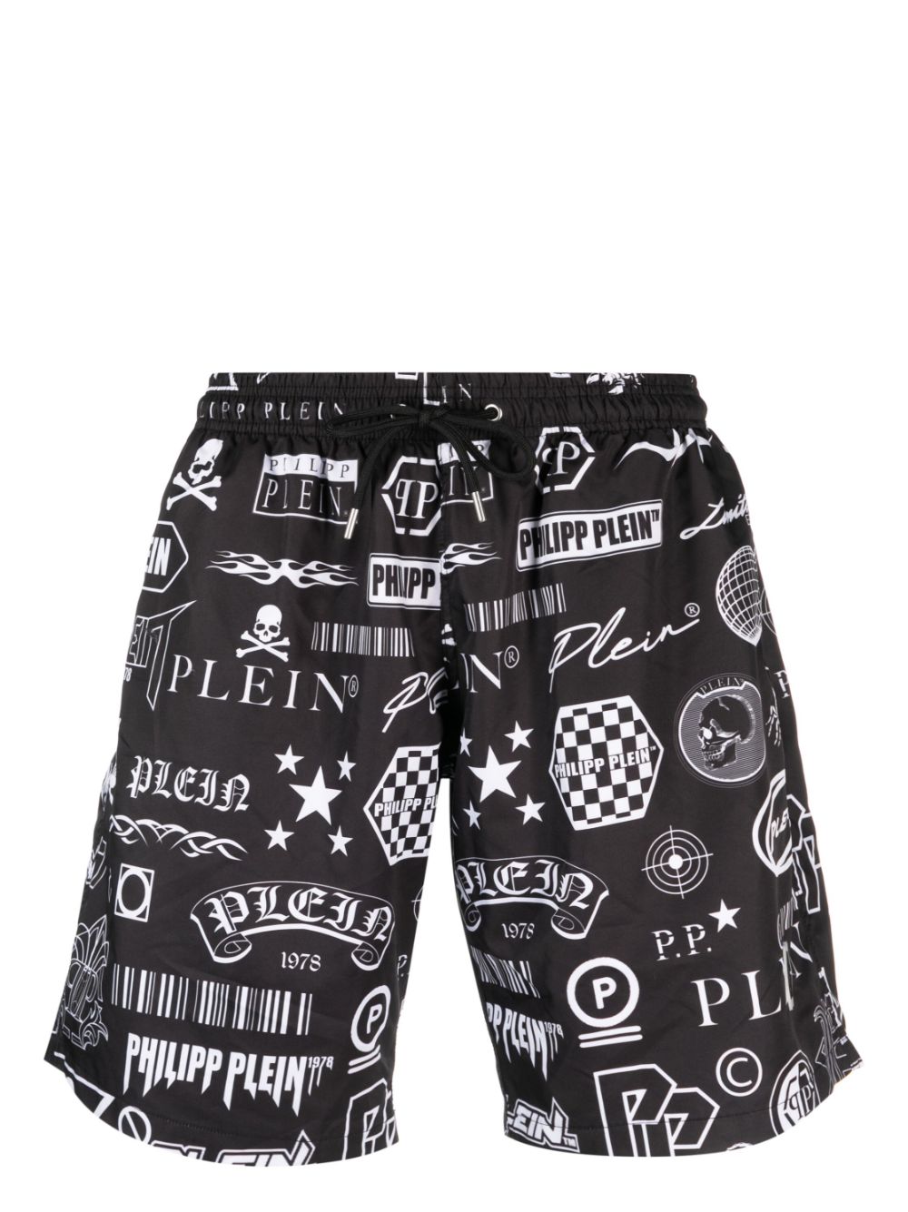 Logos logo-print swim shorts - Black