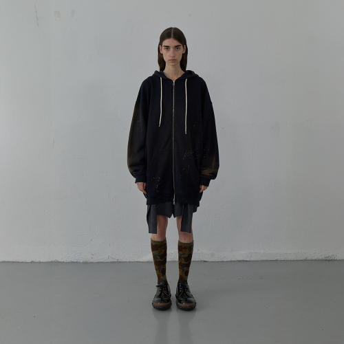 LCDC WASHED LONG ZIP-UP HOODIE