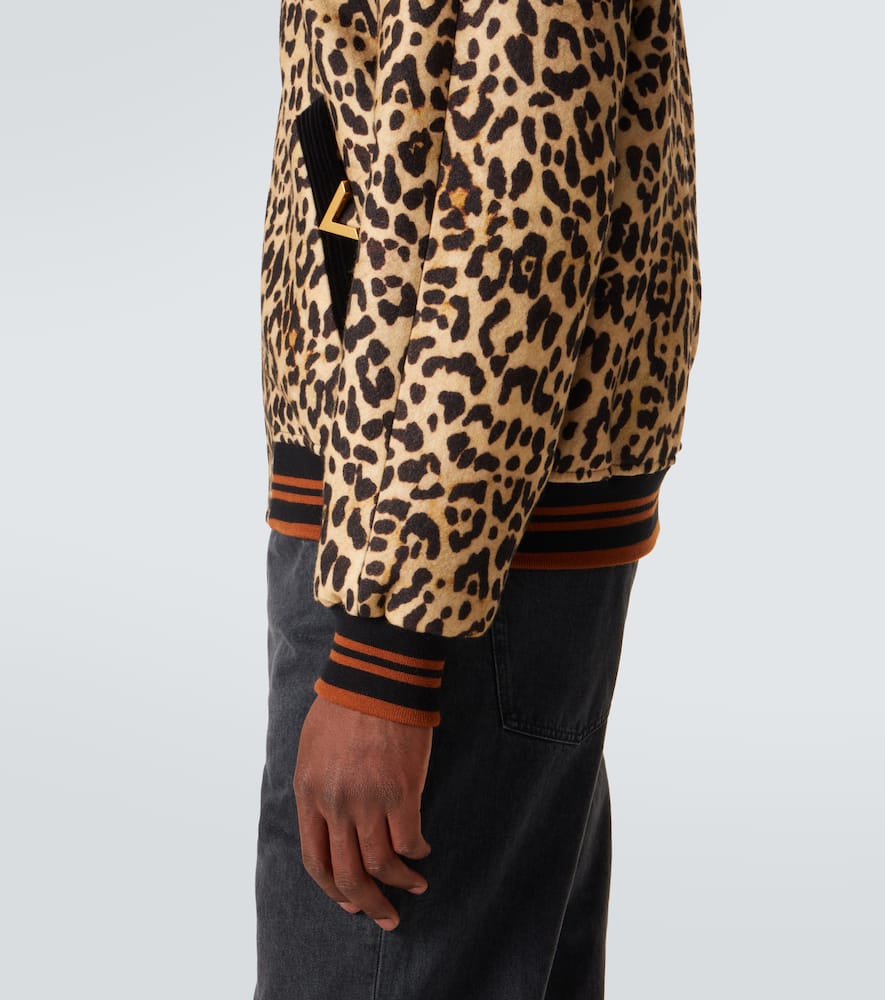 VGold leopard-print wool blouson jacket