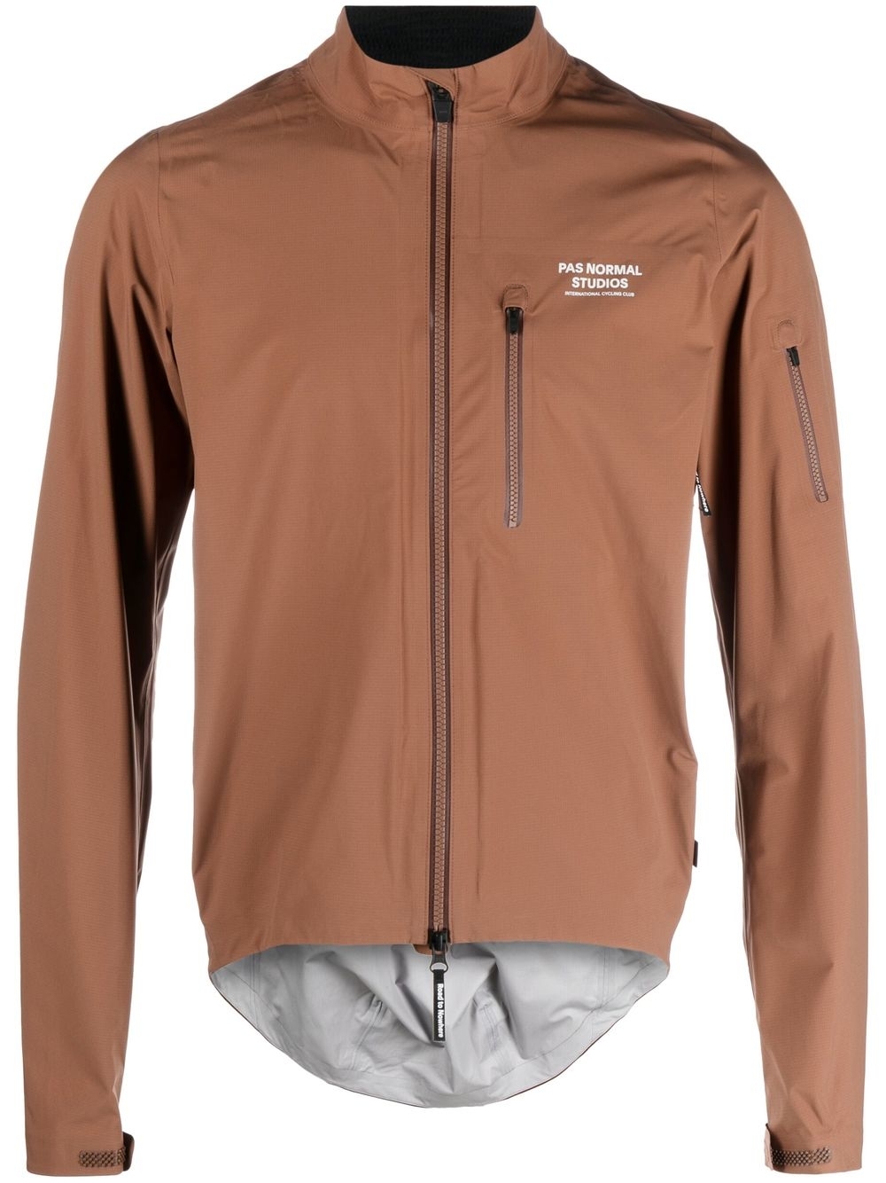 Logo-print zip-up jacket - Brown