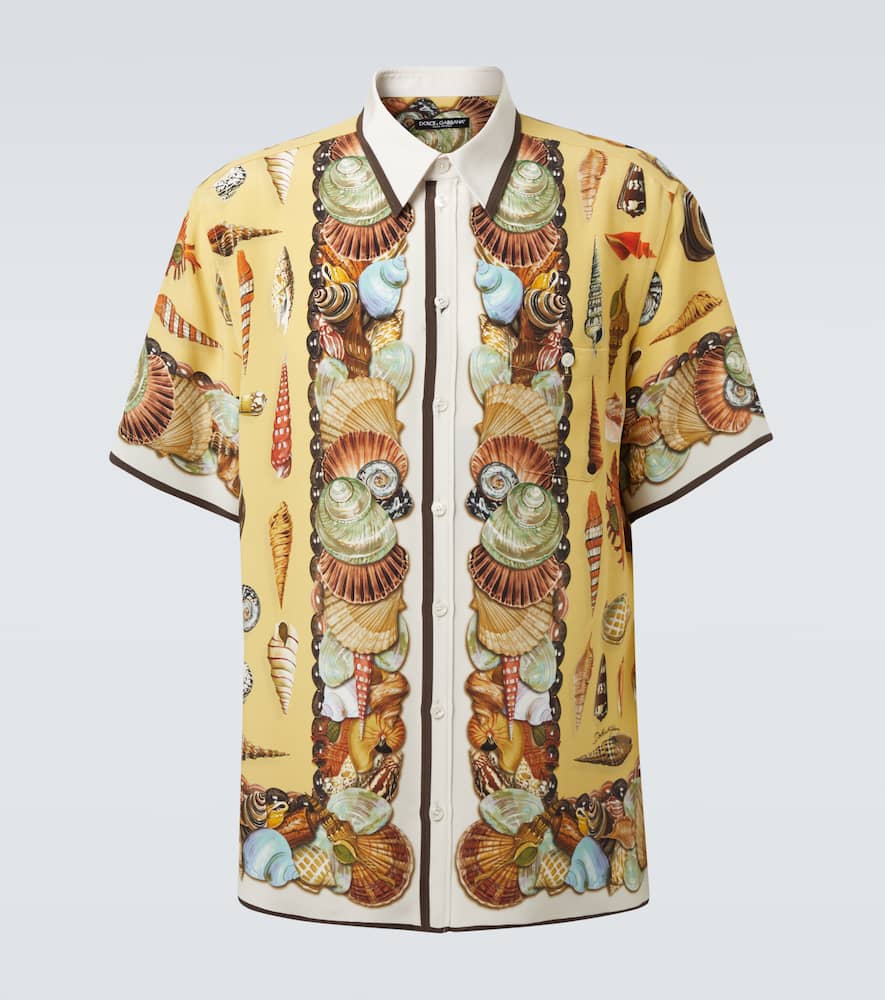 Printed silk crêpe shirt