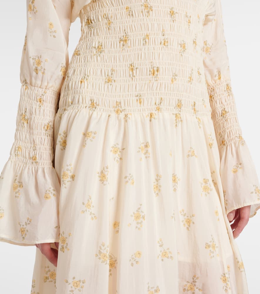 Printed smocked maxi dress