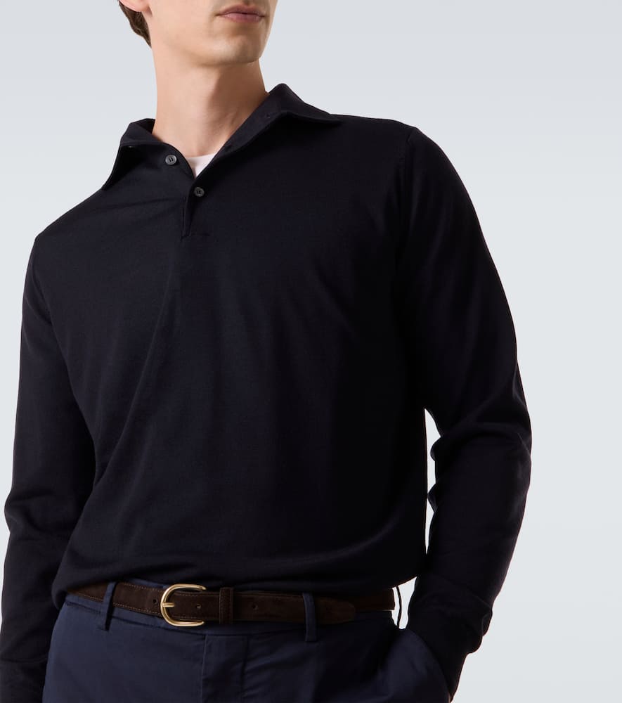 Virgin wool polo sweater