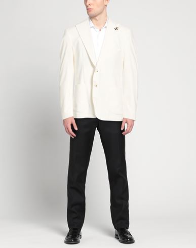 Man Blazer White Size 46 Linen, EcoVero viscose, PES, Elastane