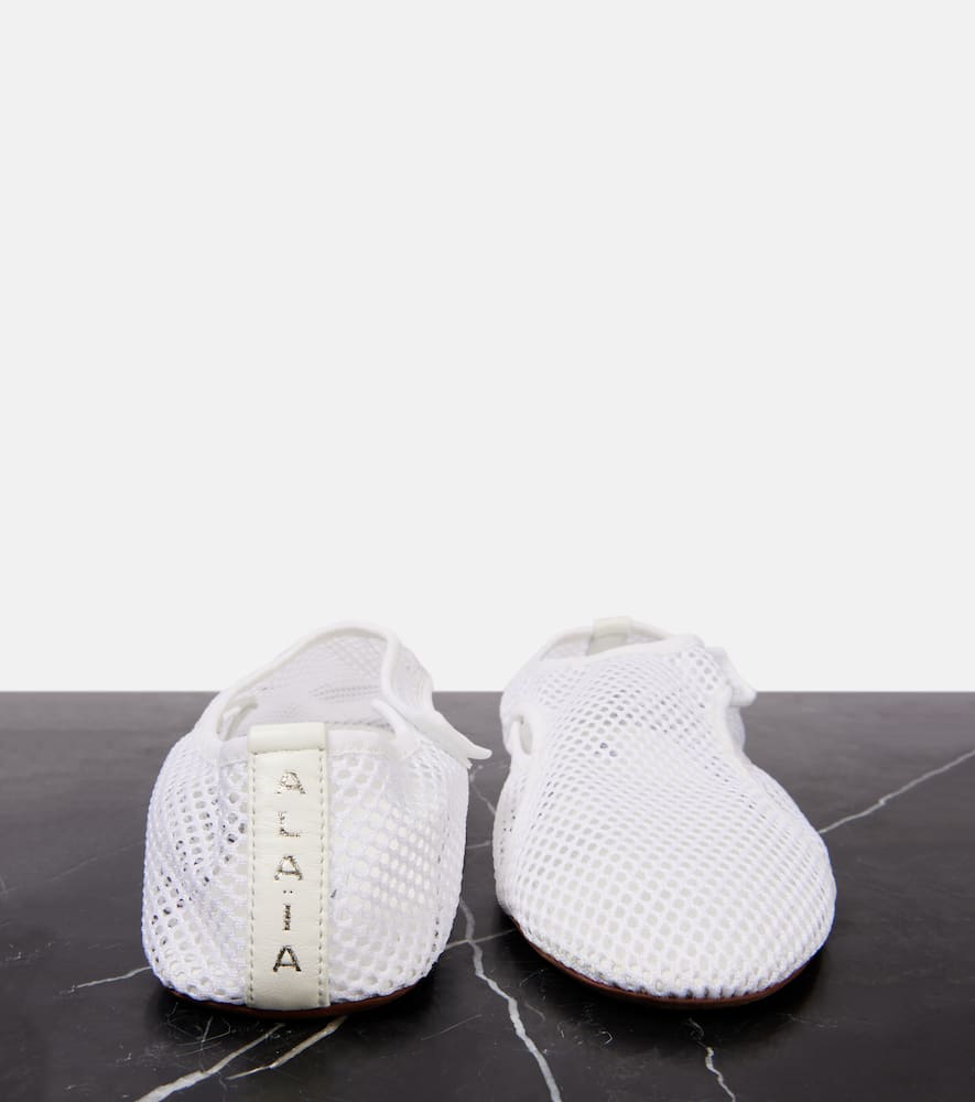Alaïa Flex leather-trimmed mesh ballet flats