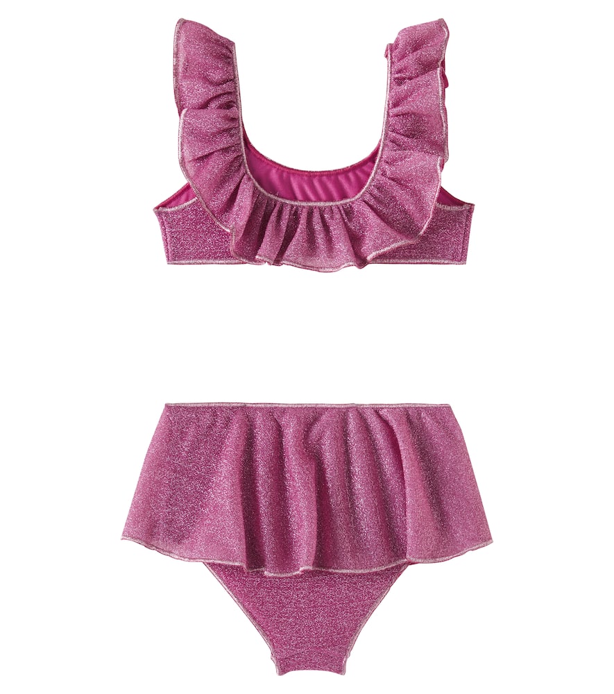 Oséree Kids Lumière ruffled lamé bikini