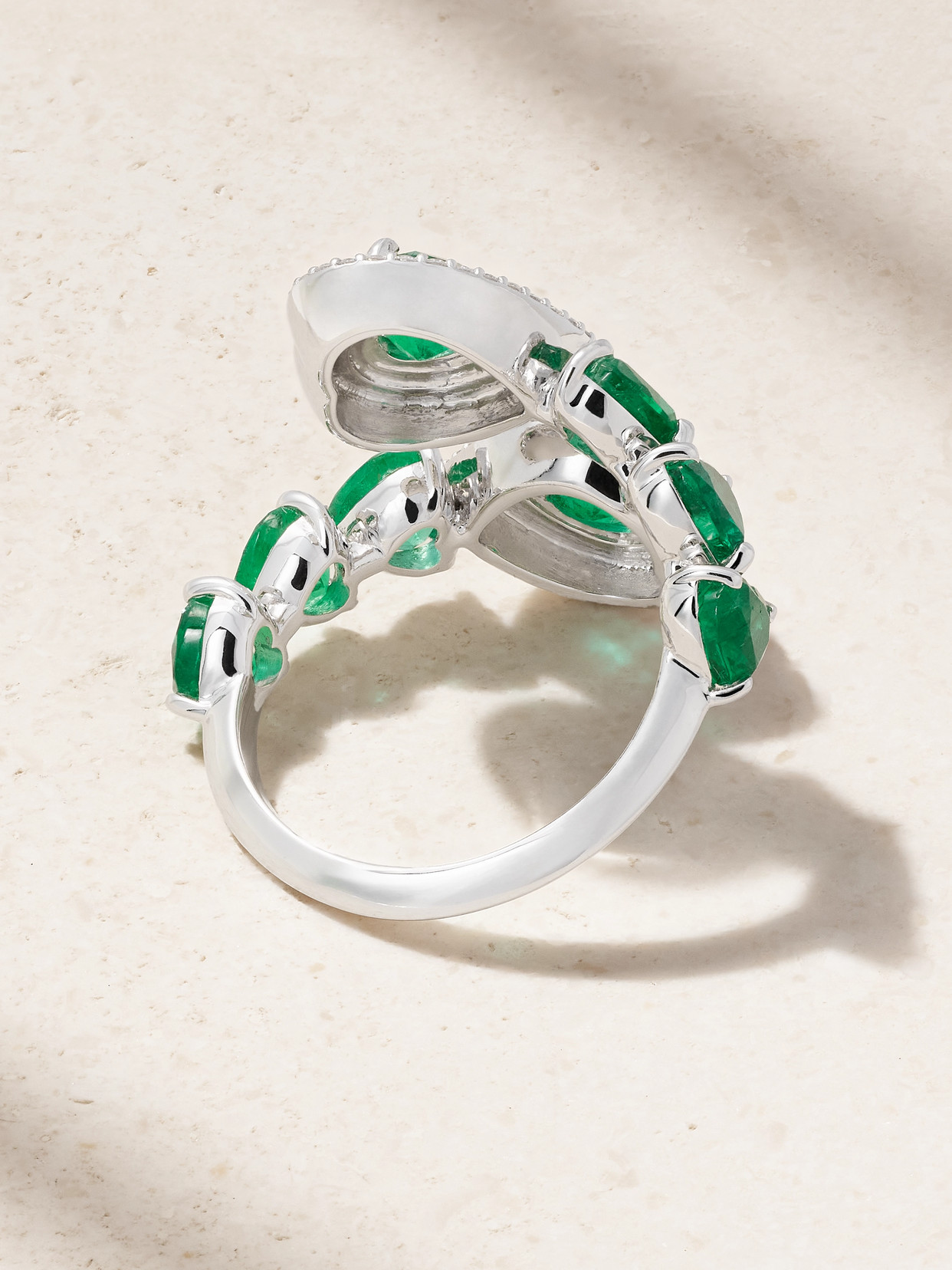 Sea 18-karat White Gold, Emerald, Diamond And Enamel Ring - 6