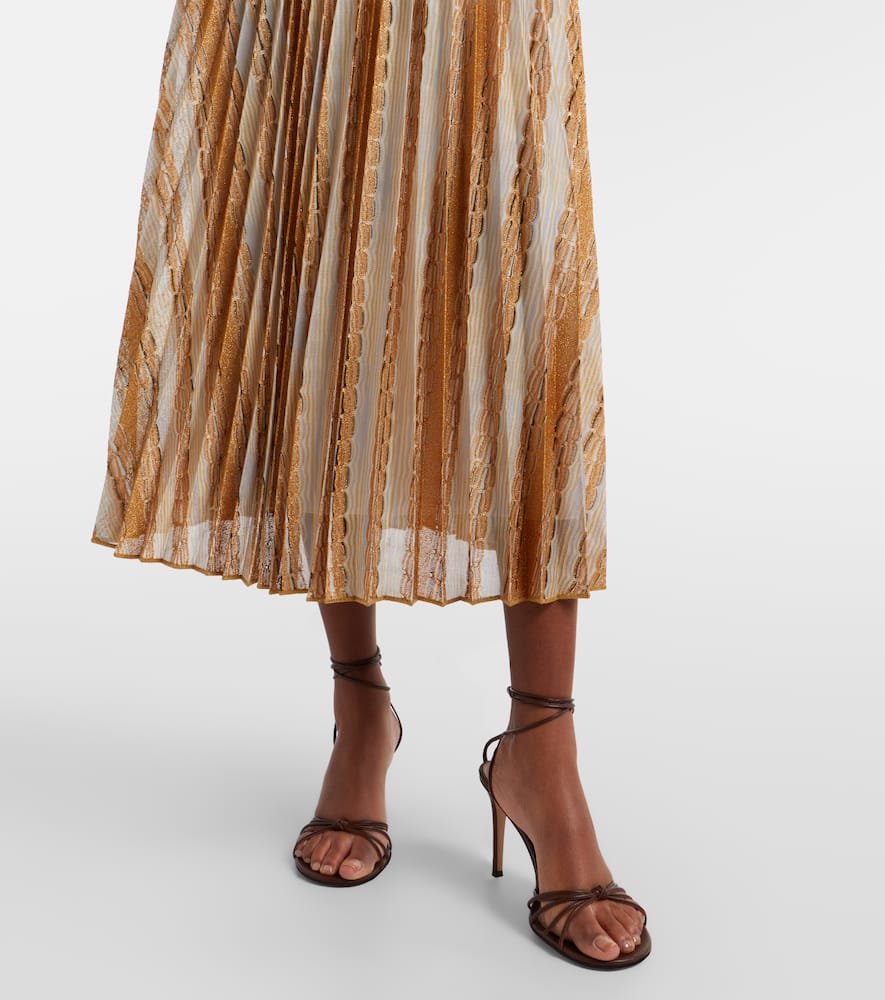 Plissé printed midi skirt