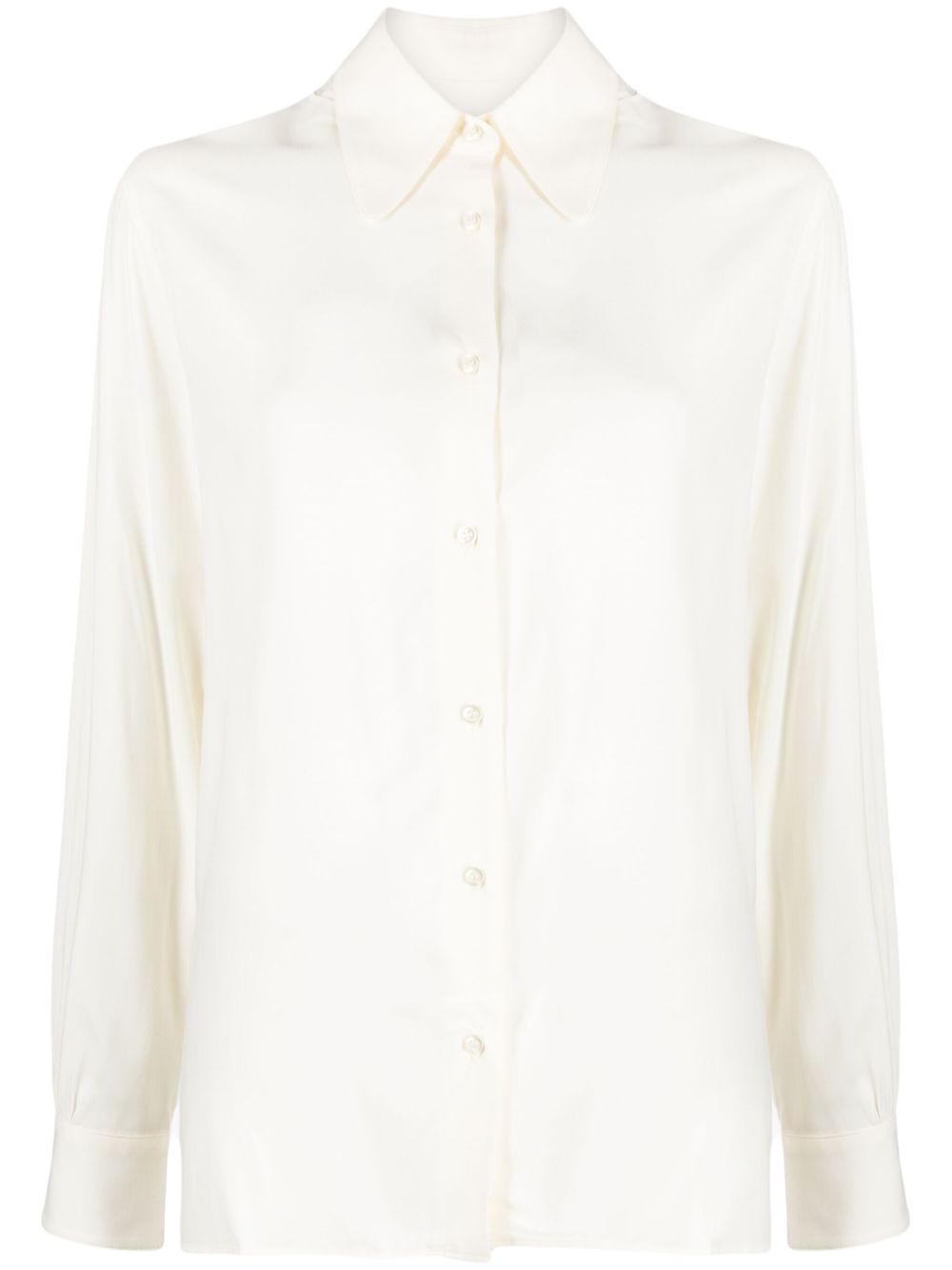 Pointed-collar button-up shirt - Neutrals