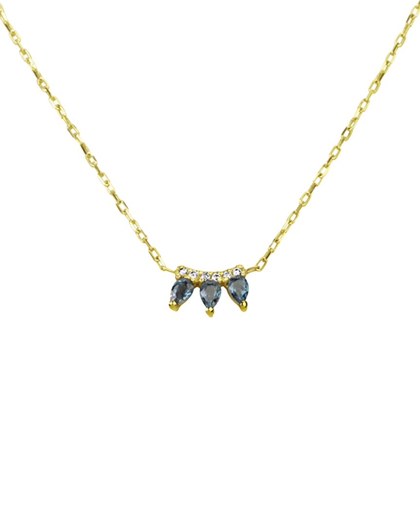 14K 0.49 Ct. Tw. Diamond & Blue Topaz Necklace