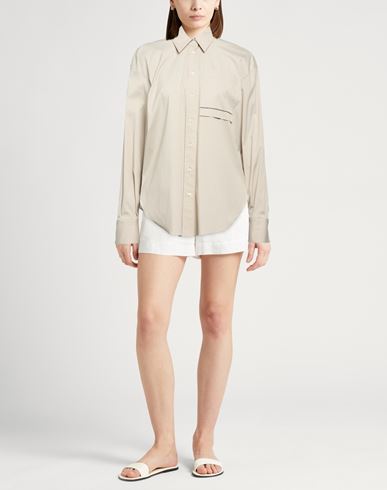 Woman Shirt Khaki Size M Cotton, Polyamide, Elastane