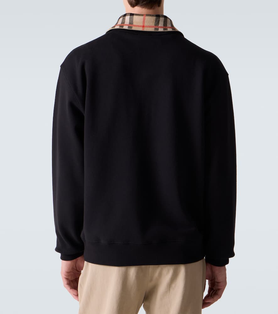 Check cotton jersey half-zip sweatshirt
