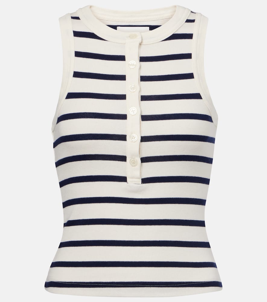 Caralyn striped cotton-blend tank top