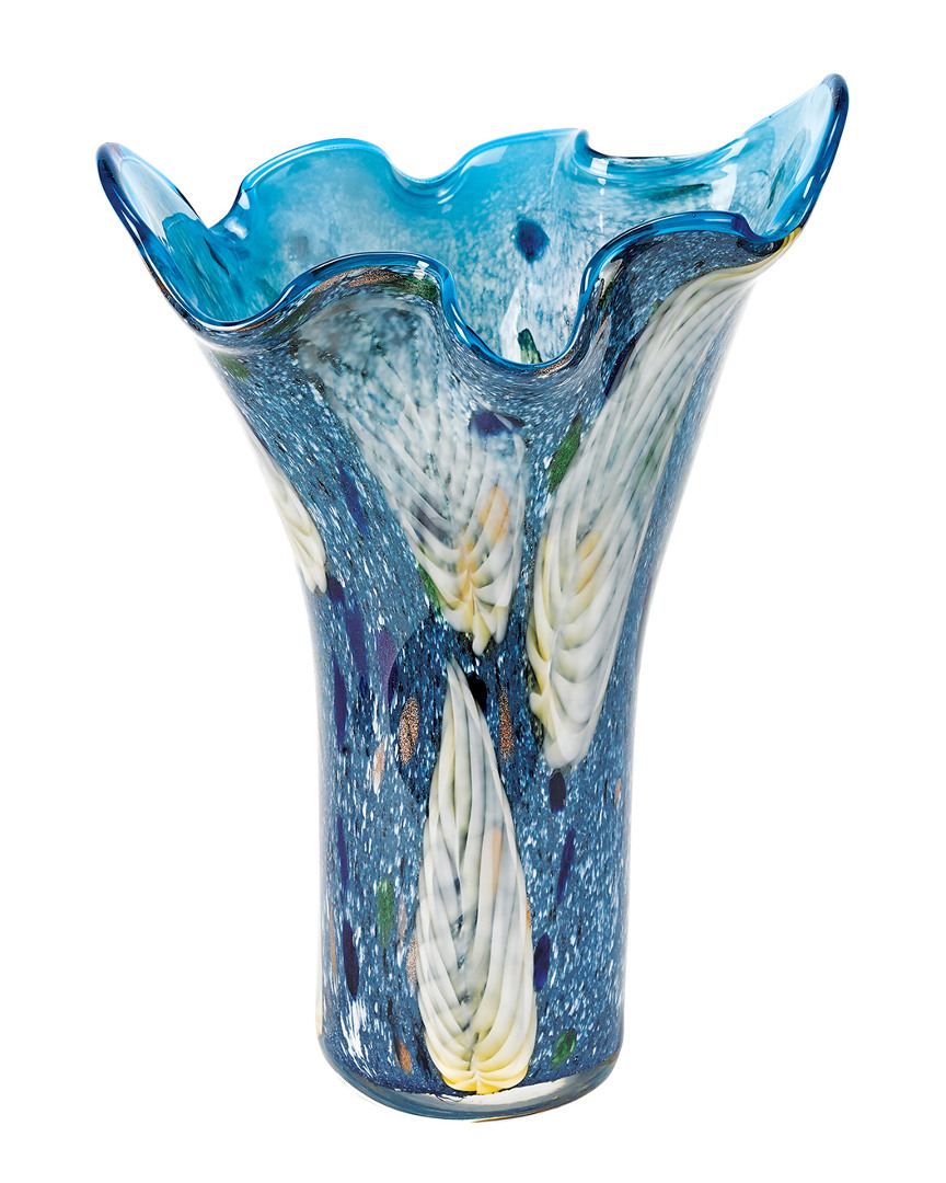 Allegrotto Murano Style Art Glass 17In Blue Napkin Vase