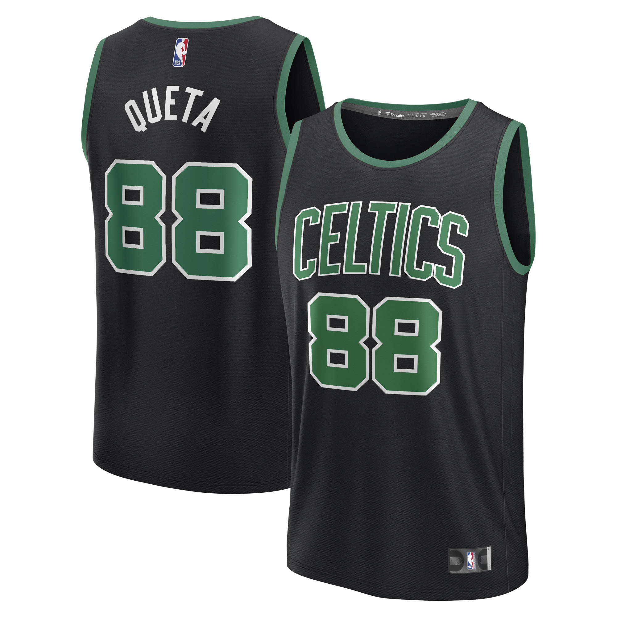 Men's Neemias Queta Black Boston Celtics Fast Break Replica Player Jersey