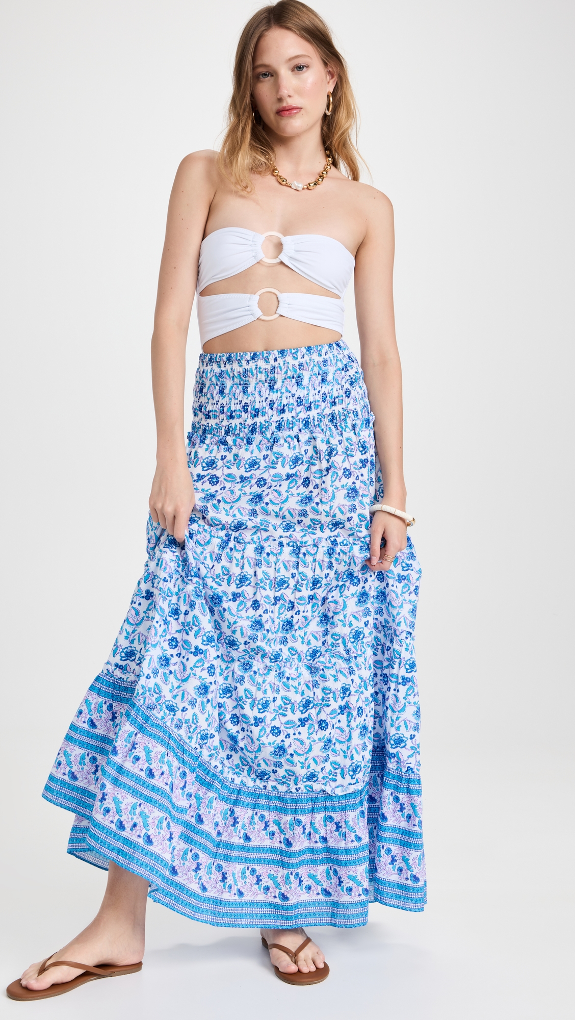 Printed Ruffle Skirt Blue Multi