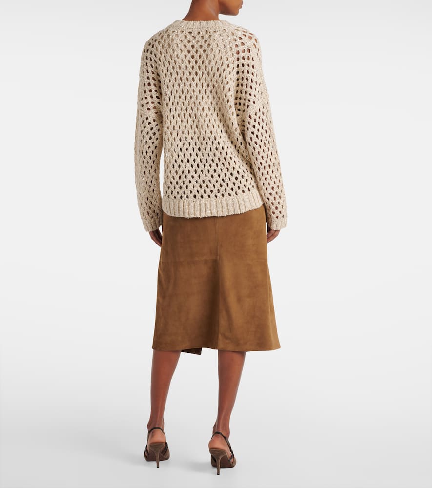 Sequined silk and linen-blend sweater