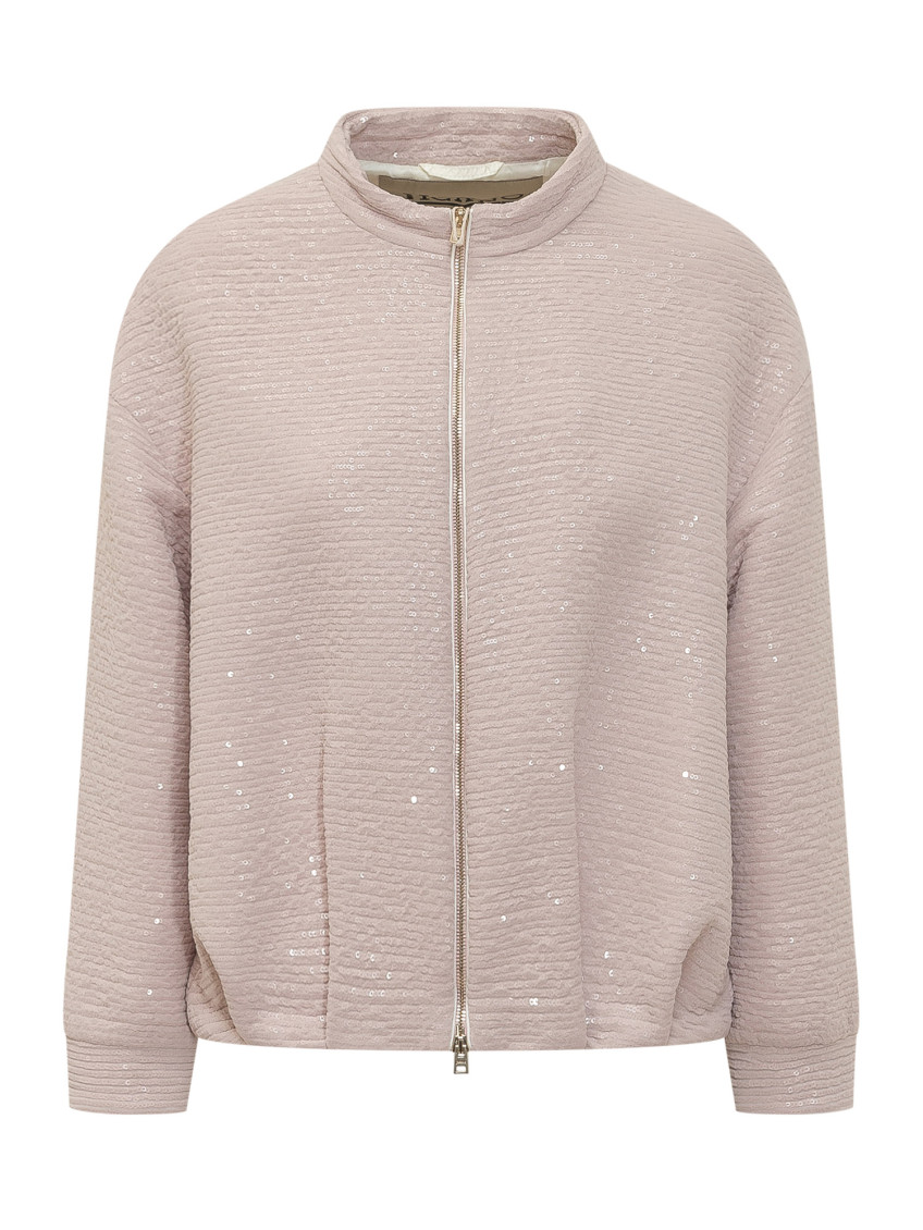 Herno - short sequin jacket crewneck high collar