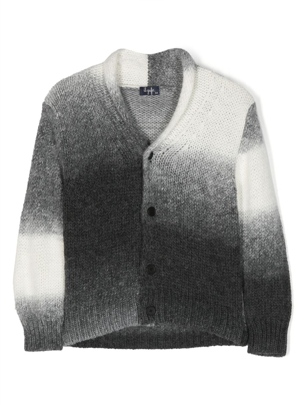 Gradient-effect intarsia-knit cardigan - Grey