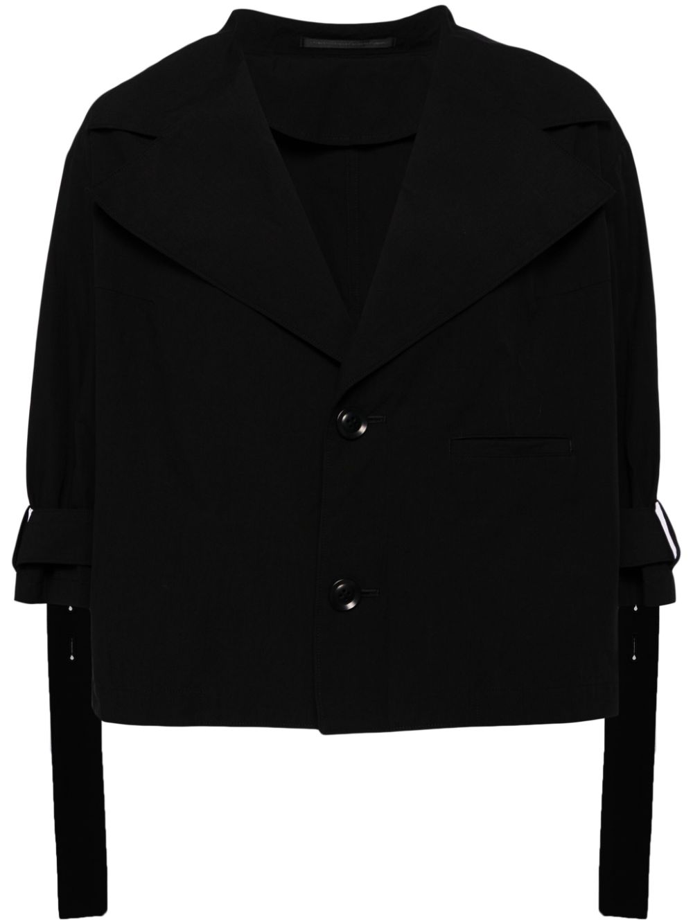 Wide-lapels cotton blazer - Black