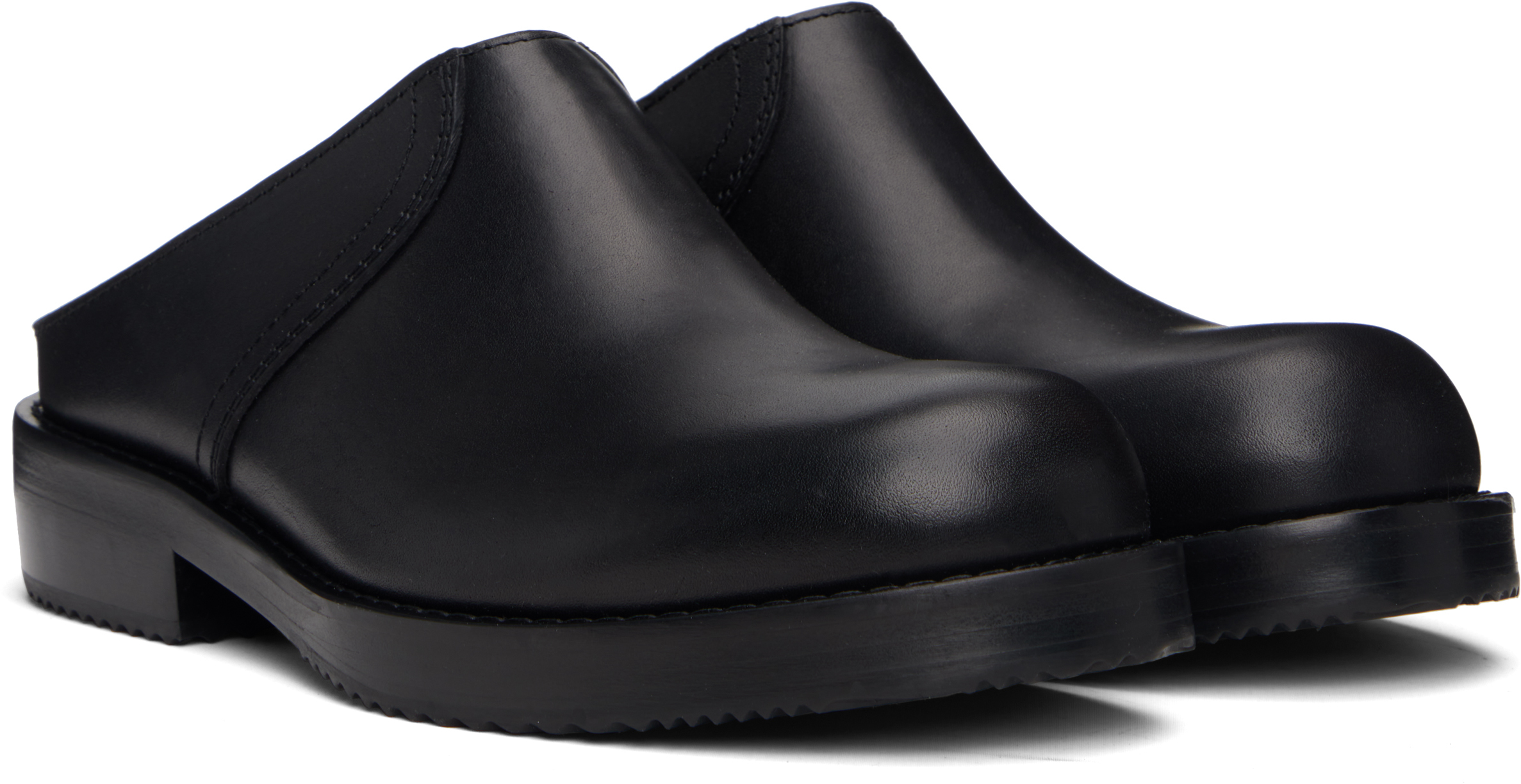 Black Leather Clogs